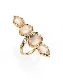 Alexis Bittar Light Citrine & Mother of Pearl Doublet Ring   Pale Pink