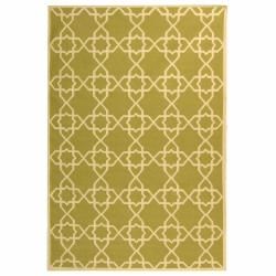 Safavieh Handwoven Moroccan Dhurrie Green/ Ivory Transitional Wool Rug (6 X 9)