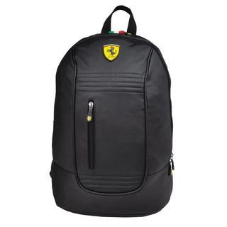 Ferrari Black Santander Backpack (BlackDimensions 17 inches high x 12 inches wide x 7.3 inches deepWeight 1 pound, 3 ouncesFront vertical zipper side pockets for extra storage and easy access )