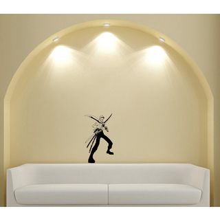 Japanese Manga Guy Edged Weapons Swords Vinyl Wall Art Decal (Glossy blackEasy to applyInstruction includedDimensions 25 inches wide x 35 inches long )