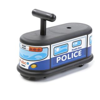 Italtrike La Cosa Toy Police Car Ride on (BlueFront wheels turn 360 degrees for easy maneuverabilityRubber, non marking wheels provide a smooth rideLid on top for fun and secret storage of small toysStrong, durable construction can hold up to 110 poundsDe
