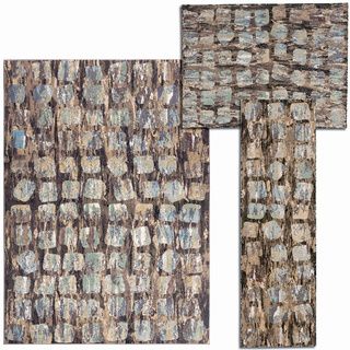 Tilted Squares Collection Beige Rug 3pc Set By Nourison (22 X 73) (311 X 53) (53 X 73)