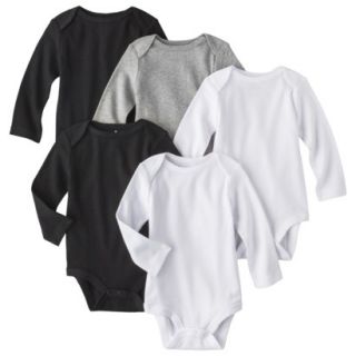 Circo Newborn 5 Pack Long sleeve Bodysuit   White/Grey/Black 6 M