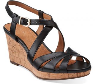 Womens Clarks Palmdale Rema   Black Leather Sandals