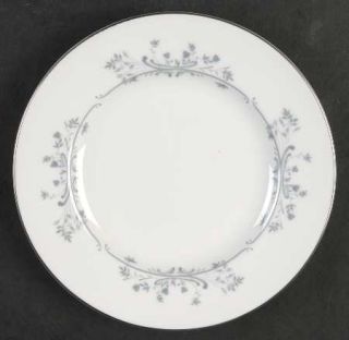 Minton Pandora Bread & Butter Plate, Fine China Dinnerware   Bone,Gray Scrolls&F