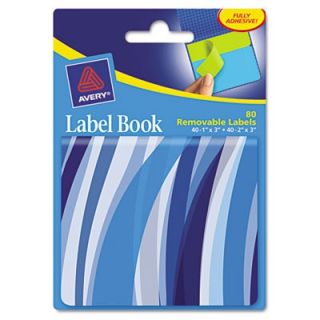 Avery Removable Labels Removable Label Pad Books, 1 x 3 Neon Blue, Blue Wavy