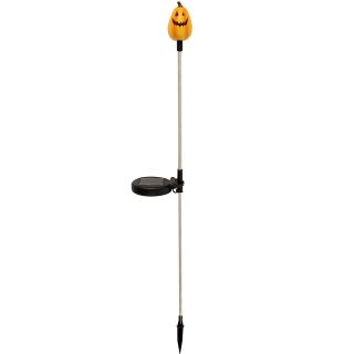 Solar Pumpkin Tall Garden Stake Blinking Led Light (set Of 2) (33.5 inches long all the poles linked together except for decoration lampSquare panel 1.8 inches x 1.5 inches Package Two (2) decorative Pumpkin round lamp Poly resin 3 inches high x 2.0 inc