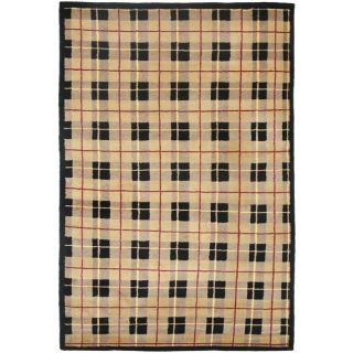 Contemporary Hand knotted Lexington Plaid Beige Wool Rug (5 X 8)