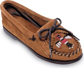 Womens Minnetonka Thunderbird Boat Sole   Suede   Medium Brown Ornamented Shoes
