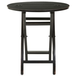 Safavieh York Black Round Folding Table (Black frame with brown topMaterials WoodFinish BlackDimensions 23.8 inches high x 22 inches wide x 18 inches deep )