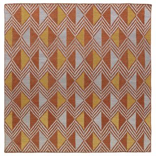 Flatweave Tribeca Diamonds Paprika Wool Area Rug (8 Square)