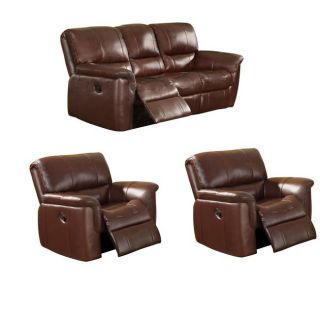 Concorde Wine Italian Leather Reclining Sofa And Two Reclining Chairs