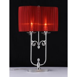 Cliona Red Fabric 2 light Chrome Table Lamp