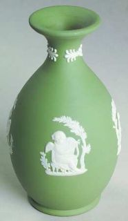 Wedgwood Cream Color On Celadon Jasperware Arcadian Bud Vase, Fine China Dinnerw