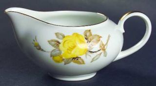 Sango Georgianna (Coupe) Creamer, Fine China Dinnerware   Yellow Flowers,Brown&B