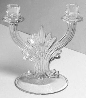 Fostoria 2484 Clear 2484 2 Light Candlestick without Bobeches & Prisms   Line #2