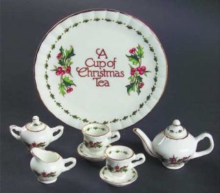Waldman House A Cup Of Christmas Tea (10 Pc)  Miniature Tea Set, Fine China Dinn