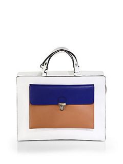 Marni Colorblock Faux Leather Top Handle 2 in 1 Bag   White