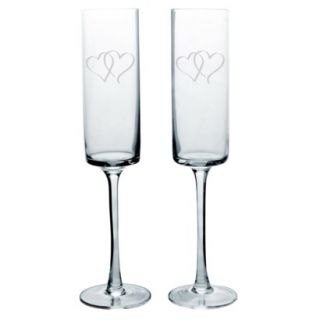 Contemporary Champagne Flutes   Double Hearts