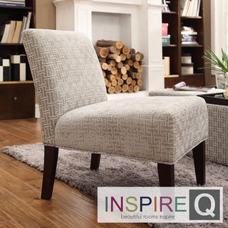 Inspire Q Kayla Grey Bracket Chain Fabric Armless Lounge Chair