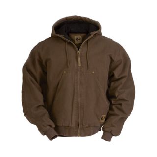 Berne Original Washed Hooded Jacket   Quilt Lined, Bark, 2XL Tall, Model# HJ375