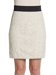 Contrast Back Lace Skirt   Ivory