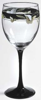 Sango Black Lilies (Quadrille) 8 Oz Glassware Goblet, Fine China Dinnerware   Qu