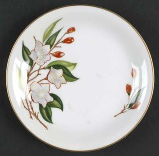 Noritake N144 Bread & Butter Plate, Fine China Dinnerware   White & Red Flowers,