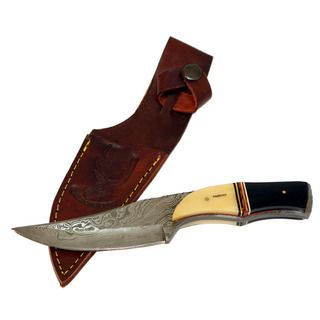 Bone Edge 8.5 inch Skinner Hunting Knife (Bone and brown Blade materials Damascus steel Handle materials Bone Blade length 4.5 inches Handle length 4 inches Weight 1 pound Dimensions 9 inches long x 4 inches wide x 2 inches high Before purchasing th