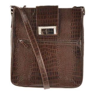 Womens Luis Steven White Crystal Laptop Bag S0630 Brown Leather