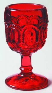 L G Wright Moon & Stars Ruby Wine Glass   Ruby,Pressed,Stars&Dots
