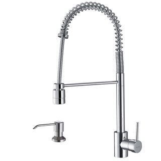 Ruvati Polished Chrome Commercial Style Pullout Spray Kitchen Faucet With Soap Dispenser