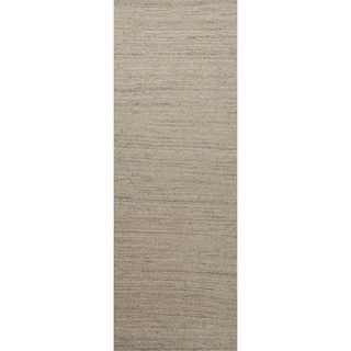 Hand loomed Solid Pattern Ivory Rug (26 X 8)