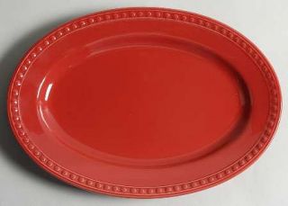  Pearl Red 12 Oval Serving Platter, Fine China Dinnerware   All Red,Emb