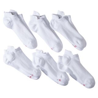 Hanes Premium Mens 6pk No Show Lightweight Socks with Heel Shield   White