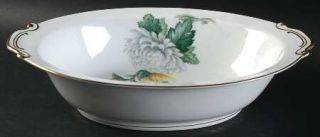 Sango Chrysanthemum (Rim) 11 Oval Vegetable Bowl, Fine China Dinnerware   Yello