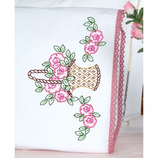 Stamped Pillowcases With Hemstitched Edge 2/pkg basket Of Flowers