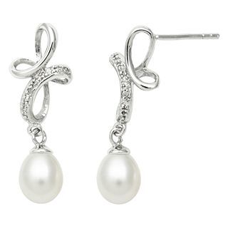 ONLINE ONLY   Freshwater Pearl & Diamond Accent Earrings, White, Womens