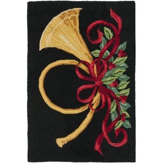 Safavieh Hand hooked French Horn Holiday Black Wool Rug (26 X 4)