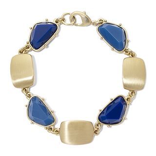 LIZ CLAIBORNE Gold Tone & Blue Stone Bracelet