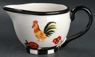 Lynns China Rooster Checks Creamer, Fine China Dinnerware   Rooster Center,Blac