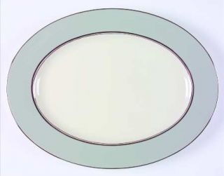 Castleton (USA) Lyric 15 Oval Serving Platter, Fine China Dinnerware   Gray Rim