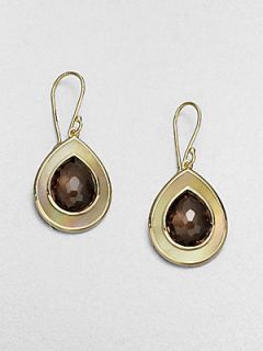 IPPOLITA Smoky Quartz & Brown Shell Teardrop Earrings   Gold