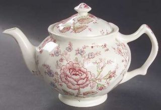 Johnson Brothers Rose Chintz Pink (England 1883 Stamp) Teapot & Lid, Fine Chin