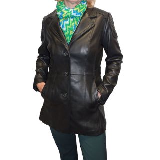 Jones New York Womens Walker Leather Coat