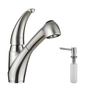 Kraus Kitchen Combo Set Stainless Steel Pull out Single Lever Faucet