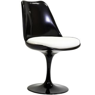 Black Eero Saarinen Style Tulip Side Chair With White Cushion (White cushionSeat Height 19 inches Dimensions 32 inches high x 20 inches wide x 21 inches deep Click here to view additional information about this item. )
