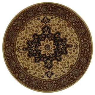 Handmade Heritage Tabriz Ivory/ Red Wool Rug (8 Round) (IvoryPattern OrientalMeasures 0.625 inch thickTip We recommend the use of a non skid pad to keep the rug in place on smooth surfaces.All rug sizes are approximate. Due to the difference of monitor 