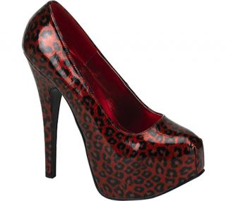 Womens Bordello Teeze 37   Red Pearlized Cheetah Patent High Heels