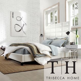 Tribecca Home Sarajevo White Bonded Leather High Profile Tufted Queen size Bed